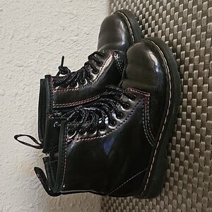 💜 Dr Doc Martens Kids Sz 10 Black Sparkle Black Boots Style 1460 T 👢